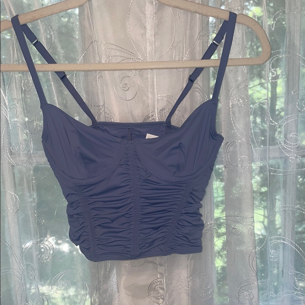 Gilly Hicks Ruched Blue Corset Crop Top